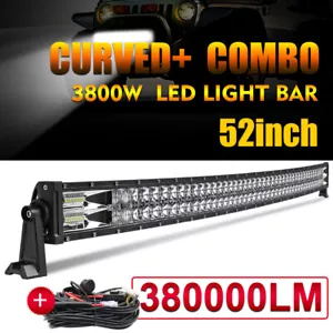52 inch LED Light Bar Curved Flood Spot Combo Truck Roof Driving 4x4 4WD Offroad - Picture 1 of 12