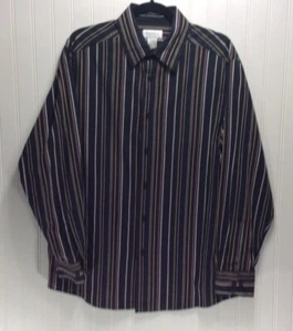 CONCEPTS By Claiborne Mens Black Striped Shirt Size L - Picture 1 of 5