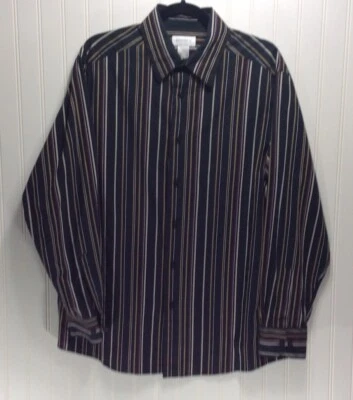 CONCEPTS By Claiborne Mens Black Striped Shirt Size L - Image 1 of 4