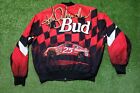 Vintage NASCAR Ken Schrader Budweiser Racing All Over Print Jacket. Mens XL