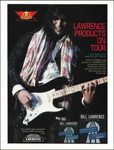 Aerosmith Jimmy Crespo 1983 Bill Lawrence pastilla de guitarra y cuerdas impresión de anuncios - Imagen 1 de 3