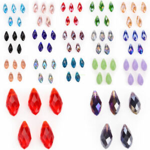 Wholesale 20Pcs Glass Loose Teardrop Charms Spacer Beads Crystal 6 8 10mm Lots#