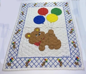 VTG That’s Our Baby Quilted Crib Blanket - Bear, Balloons - Picture 1 of 12