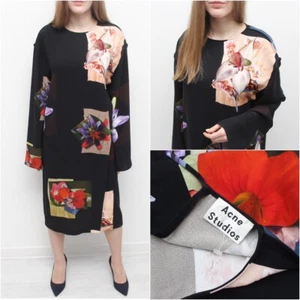 Women's ACNE STUDIOS Floral Print Dress Black VERY RARE 38 ~M RRP670$ - Picture 1 of 15