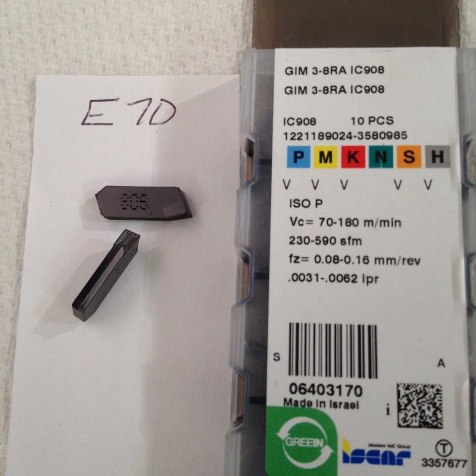 10 NEW ISCAR GIM-3-8RA CARBIDE INSERTS. GRADE IC908. ISRAEL MADE (E70)