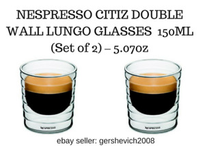 BRAND NEW NESPRESSO CITIZ DOUBLE WALL LUNGO GLASSES  150ML (Set of 2) – 5.07oz 