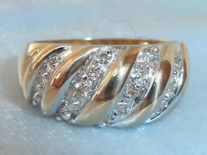 Anello vintage in oro giallo 14 carati, diamanti 16, 2 mm, TCW 1/2 carato, misura 6,25 - Foto 1 di 4
