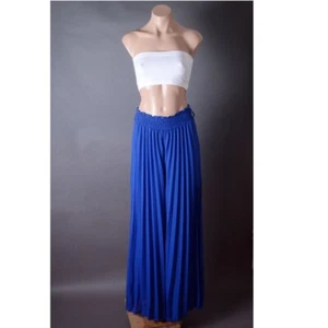 Royal Blue Women's Trousers Palazzo Stretchy Loose Wide Leg Maxi Long Pants S - Picture 1 of 6