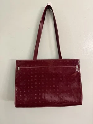 ARCADIA Italy Red Patent Leather Handbag Purse Tote Shoulder Bag Embossed - Image 1 of 4