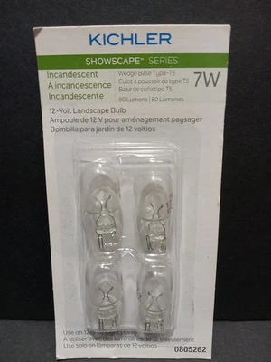 Kichler Showscape 7-Watt 12-Volt Wedge Base T5 Type Light Bulbs 4 Pack New - Image 1 of 4