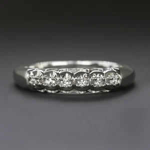 VINTAGE NATÜRLICHER DIAMANT EHERING 14k WEISSGOLD STAPELBAND KLASSIKER NACHLASS - Bild 1 von 1