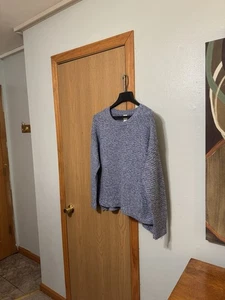 Suéter Pullover Joie Grande Azul y Blanco Manga Larga Mármol Cuadrado - Usado en Excelente Condición - Imagen 1 de 5