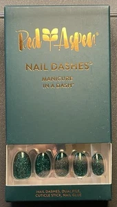 Red Aspen Press On Nails, Short Almond, Teal Me About It, Toni - Picture 1 of 5