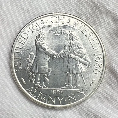 1936 Albany New York NY Commemorative Half Dollar .50c Silver Coin - Image 1 of 3