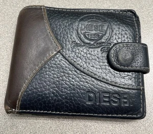 Diesel Men Vintage Genuine Leather Bifold Wallet W Coin Pocket & ID Slot - Picture 1 of 13