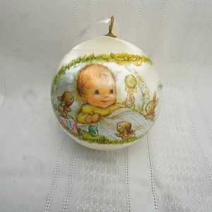 1976 Hallmark Baby primo ornamento natalizio 1° pallina di raso ricordo infrangibile - Foto 1 di 7
