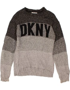 DKNY Womens Graphic Boat Neck Jumper Sweater UK 18 XL Grey Colourblock BH14 - Picture 1 of 3