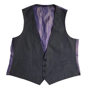 Next Waistcoat  Grey Pinstriped Smart Wool Blend Formal Men's XL 46" - Picture 1 of 4