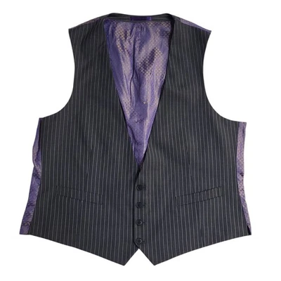Next Waistcoat  Grey Pinstriped Smart Wool Blend Formal Men's XL 46" - Image 1 of 4