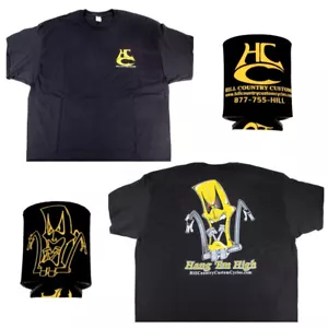 Hill Country Custom Cycles 2X-Large Black Logo T-Shirt with Black Koozie set - Picture 1 of 1