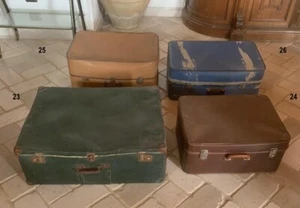 vecchia valigia in cartone damasco e fibra vintage modernariato suitcase trunk - Foto 1 di 8