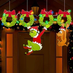 Outdoor Christmas Fence Decorations, 6Pcs Light Up Christmas Fence Peeker Signs - Picture 1 of 6