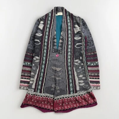 Cárdigan Suéter Ivko Mujer’s 38 Texturizado Tejido 3D Floral Escrito a Mano Emociones Foto 1 de 4