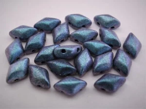 40 8 x 5 mm Czech Glass Gemduo Beads: Polychrome - Indigo Orchid - Picture 1 of 1