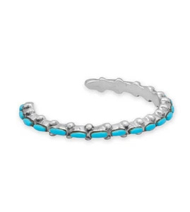 Brazalete Turquesa Estabilizado Tamaño Pequeño Plata de Ley Hecho a Mano en el... - Imagen 1 de 3