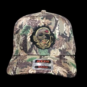 The Texas Chainsaw Massacre Otto Camo Baseball Cap Hat Leather Face Snapback - Picture 1 of 2