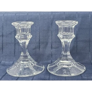 Vintage Pair Of 24% Lead Crystal Candle Holders Made In The USA - Picture 1 of 8