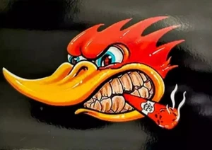 WOODY WOODPECKER HOT ROD RAT FINK MOTORCYCLE GUNS STICKER. DIE CUT - Picture 1 of 1
