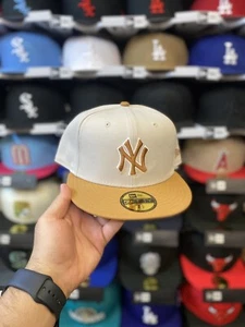New Era New York Yankees Stone Gray/Tan 59fifty Fitted Hat (Sz 7 1/2) - Picture 1 of 5