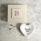 Mini spersonalizowane porcelanowe naczynie obrączkowe na 21 urodziny | prezent z pamiątką serca