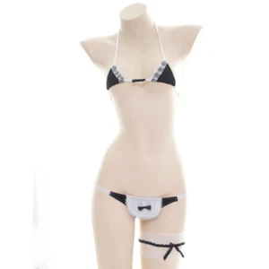 Lindo conjunto de lencería de anime Lolita para mujer mucama bikini sujetador bragas disfraces - Imagen 1 de 5