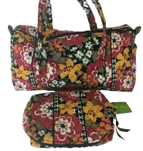 2 Piece Vera Bradley BITTERSWEET Travel Large Duffle Bag & Cosmetic Bag NWOT/NWT - Picture 1 of 9