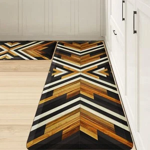 1/2 Thick Western Aztec Kitchen Rugs Sets of 2 Anti Fatigue Cushioned Boho Ki... - Picture 1 of 7