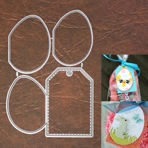 Egg Fold Over Stitched Tag Cutting Dies – Easter Spring Farmhouse Cooking & More - Picture 1 of 3