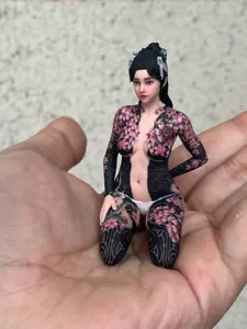 6.9cm 1/16 Sakura Tattoo Warrior Girl Scene Miniature Figure Doll For Car Toy - Picture 1 of 9