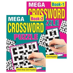 A5 Mega CROSSWORD Puzzle Book Books Trivia LARGE PRINT SET OF 2 - Picture 1 of 7