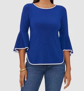 Sam & Jess Women's Blue Bell-Sleeve Top Size M - Picture 1 of 2