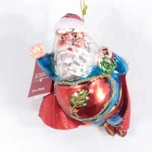 BOMBAY European Treasures 5.5" Christmas Glass SUPER SANTA Claus Ornament NEW - Bild 1 von 5
