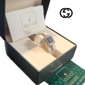 Gucci | Swiss Made 1900L Dainty Silver Stainless Steel Square Bangle Watch & Box - Picture 1 of 12