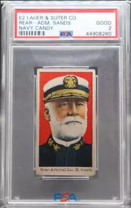 1910 E2 Lauer Suter Navy Candy Admiral Sands Trade Advertising Card PSA 2 - Picture 1 of 2