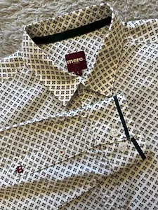Camisa informal inteligente de manga larga blanca mezcla talla grande Merc London Kaplan para hombre - Imagen 1 de 9