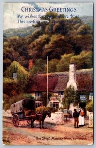 The Ship, Porlock Weir, Somerset, Tuck Christmas Greetings Postcard, A. Quinton - Imagen 1 de 2