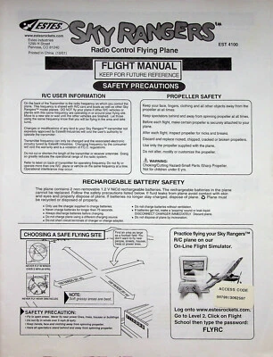 RC Plane Aircraft Airplane Instruction Manual Estes Sky Ranger - Image 1 of 2