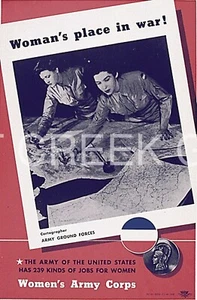 WWII Poster, WAC, "Cartographer ARMY GROUND FORCES" Art Print on 11x14" 22637 - Picture 1 of 1