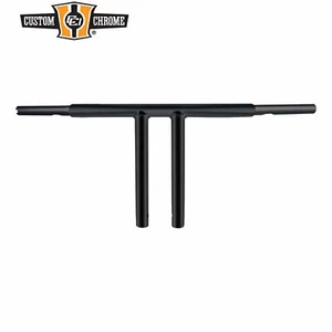 12" Rise 1-1/4"T-Bar Handlebars Bar Fits For Harley Softail Chopper Custom Black - Picture 1 of 6