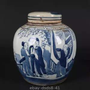 Antico barattolo porcellana cinese porcellana bianca e blu - Foto 1 di 11